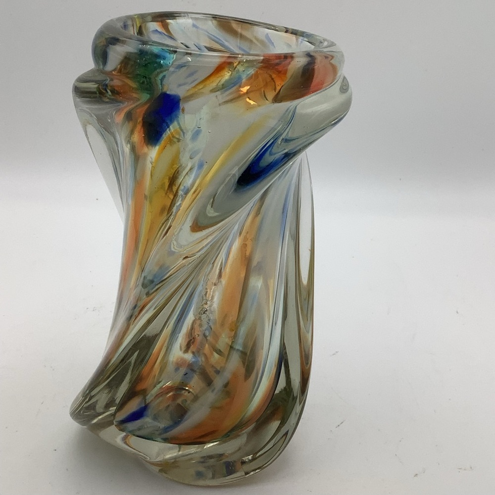 Abstract Multicolor Swirl Glass Vase